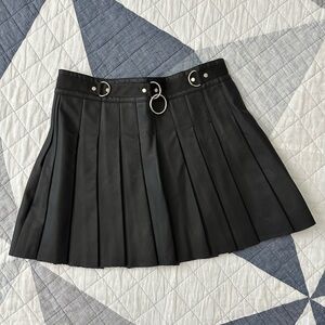 Dolls Kill Black Mini Skirt with Silver Ring Accents